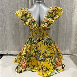 Camilla Yellow Floral Ruffle Dress